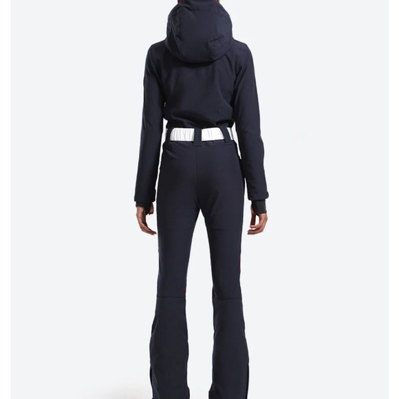 NWT, Gsou Snow Women's Stripe One Piece Ski Suit With Hood, L - Picture 5 of 8